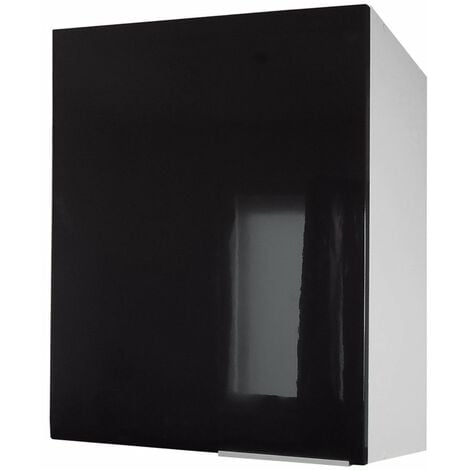 Berlioz créations CP6HN - Mobiletto da cucina a parete a un'anta, 60 cm,  colore: Nero brillante