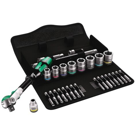 Wera, 8100 SB 9 Kit con cricchetto Zyklop Speed, attaco da 3/8", in pollici, 29 pezzi