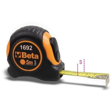 Flessometro cassa bi-materiale in abs Beta easy antiurto nastro in acciaio 16 mm classe di precisione II lunghezza 2 metri