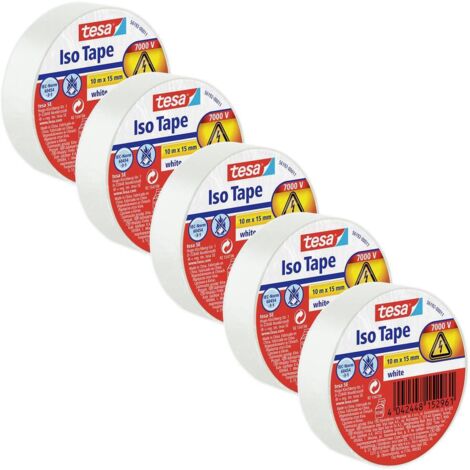 tesa 56192-00503-23 Nastro isolante tesa® Bianco (L x L) 10 m x 15 mm 5 pz.