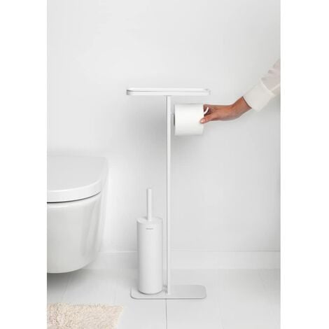 Brabantia - Mindset Piantana da Bagno - Mensola da Bagno - Portarotolo e  Scopino Igienico - Acciaio Resistente alla Corrosione - Base Stabile ed  Antiscivolo - Fresh White - 75.5 x 12.5 x 29 cm