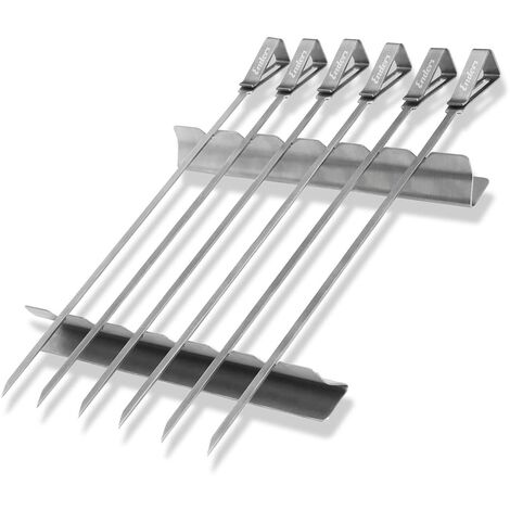 Spiedini In Acciaio Inox Per Barbecue | Set Da 6 Pezzi Con Manico In Legno | Ideali Per Kebab E Grigliate All’aperto