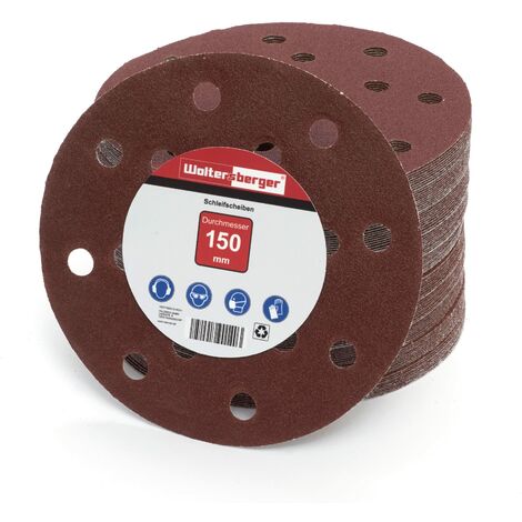 Woltersberger® 50 dischi abrasivi eccentrici Ø 150 mm Grana P180 15 fori in  rosso per una levigatura ottimale, versatile