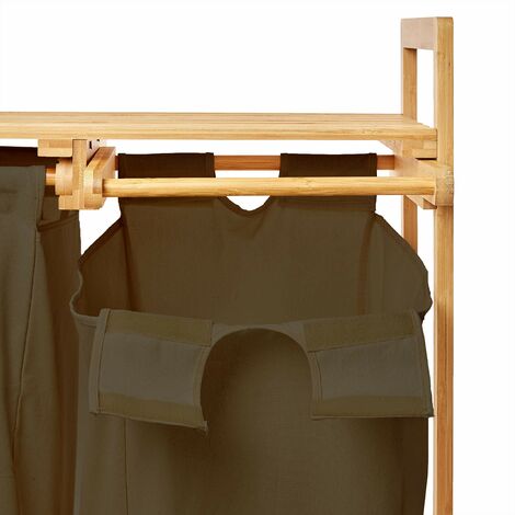 Lumaland Cesto Portabiancheria con 2 Scomparti Estraibili in Bambù - Mobile  Cesto Biancheria Salvaspazio - Cesto per Il Bucato con Mensola per il Bagno  - 73 x 64 x 33 cm - Verde Oliva
