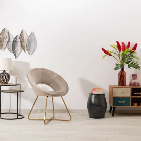 Poltrona In Velluto Baroni Home - Gambe Oro, Imbottitura Soft Foam, 71x59x84 Cm