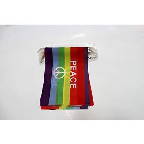 AZ FLAG Ghirlanda 6 Metri 20 Bandiere Arcobaleno Simbolo Pace 21x15cm -  Bandiera Gay - Rainbow Flag 15