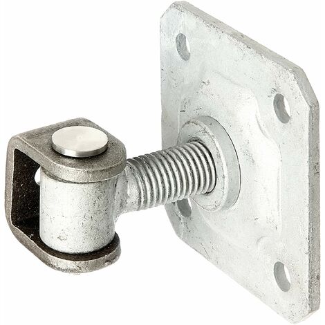 Alberts 418403 Bandella per cancelli  con Piastra da avvitare , Vite ad Occhiello zincata a Caldo, Perno di Collegamento e Anello di Sicurezza in Acciaio Inox , Filettatura M20 (1/2)