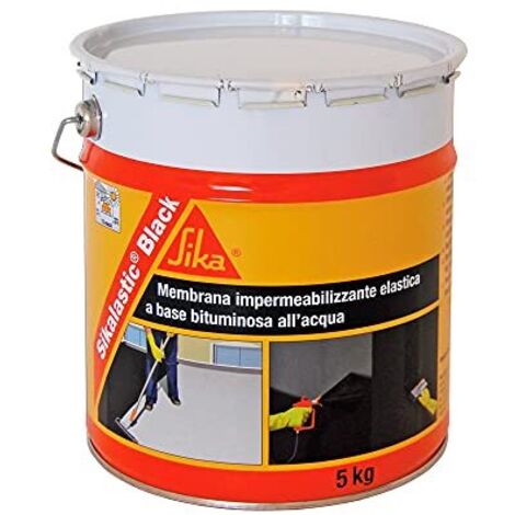 Sika - Sikalastic Black, Nero - Membrana impermeabilizzante bituminosa - Resistente agli agenti atmosferici ed ai ristagni di acqua - Latta da 5kg