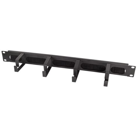 LogiLink Professional OR106B - Pannello passacavi da 19" con 4 staffe in acciaio e listello, colore: Nero (1/5)