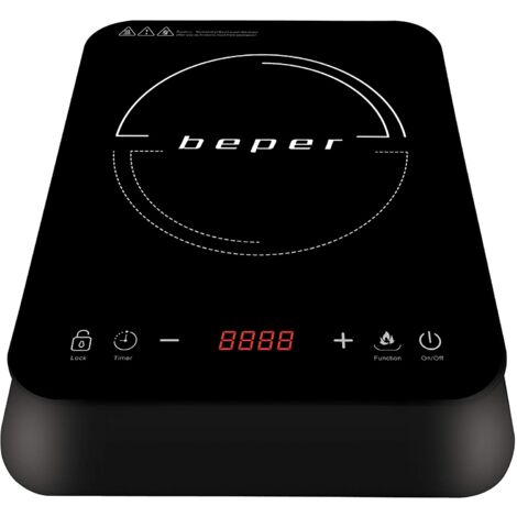 Beper BF.700 – Piastra a Induzione, Portatile con Superficie in Cristallo Antigraffio, Pannello Digitale, 10 Livelli di Potenza, 10 Temperature da 60° a 240°, Blocco Sicurezza, Spegnimento Automatico (1/5)