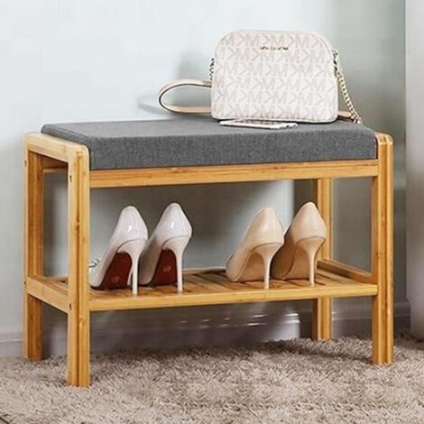 BAKAJI Panca Scarpiera Con Seduta Imbottita 100x44x35 Cm: 2 Ripiani + Anta, Ingresso, Bianco