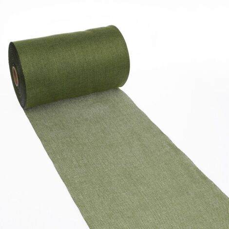 Deko AS GmbH Runner da Tavolo Shabby Chic in Effetto Lino 20 cm – Colore: Verde Oliva – 5 m – 69 – 200 – 5 di 32