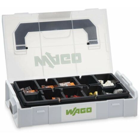 WAGO Set di morsetti di collegamento 887-960 195 pezzi con diversi morsetti di collegamento e luci della serie 221, 224 e 2273 per tutti i tipi di conduttori, in pratica L-BOXX Mini