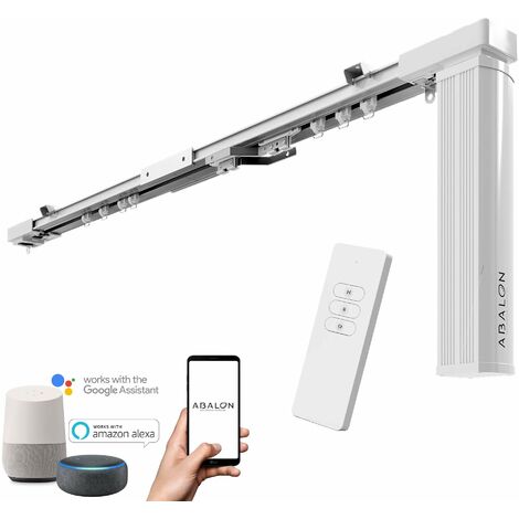 ABALON Tende Motorizzate, da 1 a 2 Metri, Motore Wifi compatibile con Alexa, Google Home, Smartphone App, Smart Home, con Telecomando, Binario motorizzato per Tende, Binario Elettrico, Binari a Curva. (1/4)