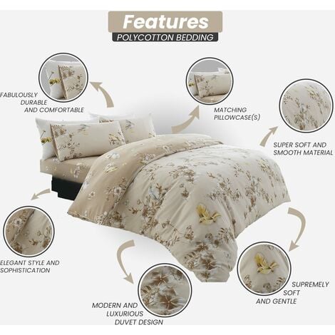 GAVENO CAVAILIA - Set di biancheria da letto lussuoso con fiori e  uccellini, con copripiumino e federa