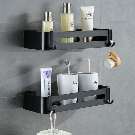 Yeegout Mensole bagno senza trapano con ganci rimovibili Portaoggetti per  doccia adesivo in alluminio(Quadrato Nero)