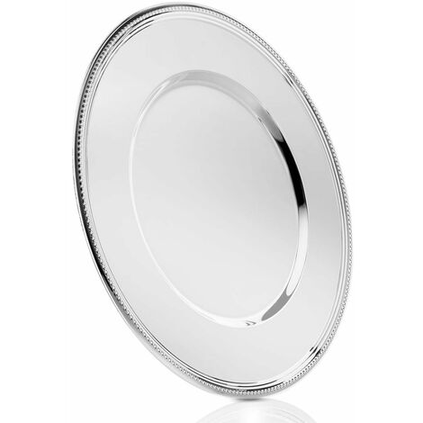 Zilverstad Sottopiatto con Bordo di Perline, Acciaio, Argento, 330x330x13mm