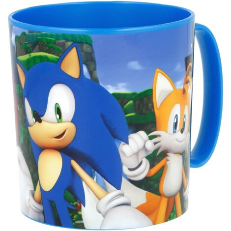 Tazza Sega Sonic da 350 ml in plastica per bambini utilizzabile in microonde con grafiche dei personaggi più amati del cinema e della televisione. (1/5)
