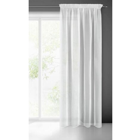 Eurofirany LUCY Tenda in Voile, Tenda Trasparente con Fettuccia Arricciatenda - 1 Unità, Camera da Letto, Soggiorno, Cucina, 140 x 270cm, Bianco (100% poliestere)