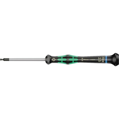 Wera, 2052 Giravite esagonale con sfera per l'elettronica, 2.5 mm x 60 mm (1/5)