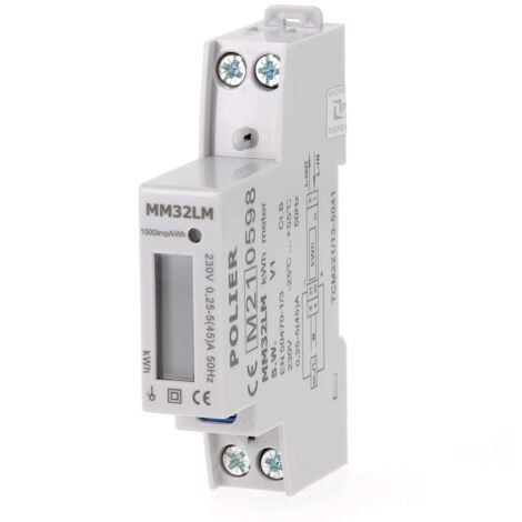 POLIER MM32LM, sottometro elettrico monofase 45A max modulare, semplice tariffa, display LCD, certificato MID per la fatturazione di elettricità
