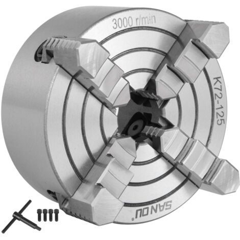 Mophorn Mandrino per Tornio Indipendente a 4 Griffe K72-125 - 5 Pollici 125 mm - Mandibola Reversibile per Metallo - Accessori per Macchina (1/4)