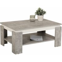 Apollo Tim II Tavolino da Salotto, Legno ingegnerizzato, Cemento/Bianco, 60 x 90 x 41 cm