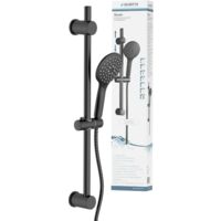 SCHÜTTE RAVEN Asta doccetta, soffione 3 Livelli di Regolazione del Flusso, Set Colonna, Pannello Doccia a Pioggia con Tubo Nero