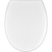King Seat Sedile Copriwater Universale, Forma Ovale - Urea Termoindurente, Antibatterico, Facile da Montare, Sgancio Rapido, Chiusura Rallentata, Bianco