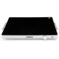 Gastroback 42491 Design Warmhalteplatte, Warming Tray, Speisenwärmer, Tellerwärmer, 400 Watt, Extra Große Heizfläche Piastra riscaldante, Vetro Termico Satinato, Nero-Argento