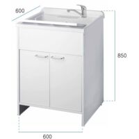 Lavatoio Negrari In Resina Per Esterni - 60x60x85 Cm - Bianco - Con Kit Di Scarico E Resistente Agli Acidi - Foto 5