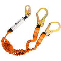 Portwest Cordino doppio da 140 kg con ammortizzatore, dimensioni: taglia unica, colore: nero/arancione, FP75K1R