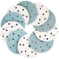 Smerigliatrice orbitale, 100 pezzi, carta vetrata, 150 mm, velcro, 40/60/80/120/180/240/320/400/600/800, grana mista, carta vetrata assortita, per levigatrice orbitale (6 pollici)