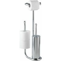 WENKO Set per WC con scopino Universalo cromo e portarotolo di riserva,  accessori bagno completo, set