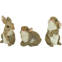 Design Toscano La tana dei Conigli Statuetta animali da giardino, poliresina, a colori, 12,75 cm, Set of Three