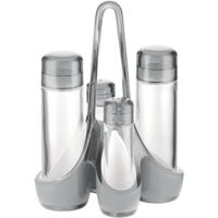 Guzzini Menage Set Olio Aceto Sale e Pepe Glam/Vintage, Grigio Cielo, 18.5 x 14 x h24 cm