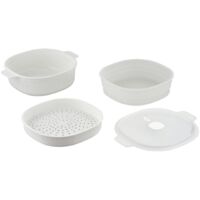 CARE + PROTECT Vaporiera/Pentola a vapore per microonde. Contenitore ideale per cuocere a vapore, servire e conservare, non contiene BPA, 4L, con 2 vassoi