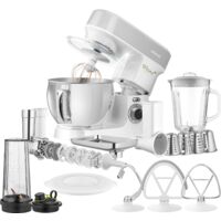 Sencor Robot da Cucina Multifunzione, Planetaria Potente 1200W, Accessori Completi, Ciotola Acciaio 5L, Illuminazione LED, Frullatore, Tritacarne, Cookie Maker e Coperchio Magnetico