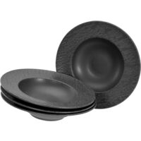 CreaTable, 21822, Serie Schiefer black, 4-teiliges Geschirrset, Teller Set aus Steinzeug