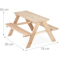 Tavolino Da Picnico Bambini Relaxdays - Legno Bianco, Con Vaschette Gioco, 50x89x85cm