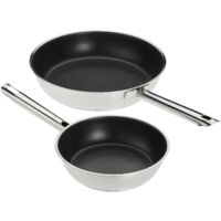 Rösle Elegance Set di 2 Padelle, Universali, con Rivestimento Antiaderente Proplex, 20 e 28 cm, Acciaio Inox 18/10, Adatto Al Piano Cottura a Induzione e Alla Lavastoviglie