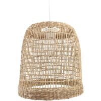 LUSSIOL - Lampada Cuzco, lampadario in stile bohémien, naturale, hygge - lampada a sospensione in rattan intrecciato naturale, cavo bianco, attacco E27, Ø 30 cm - possibilità lampadina LED -