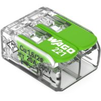WAGO Green Range 221-422 - Morsetto a 2 conduttori, fino a 4 mm², morsetti di collegamento a 2 poli con leva, per tutti i tipi di conduttori, 16 pezzi