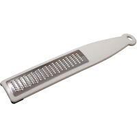 Fackelmann 45476 Grattugia Piatta Adatta a Formaggio, Frutta, Verdura, Zenzero, Curcuma, Limone, 29 cm, Sybaris Collection, (Colore: Bianco), quantità: 1 Pezzo, Acciaio Inossidabile