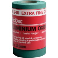 ProDec 5m Rotolo 240 Grana Extra Fine Verde Ossido di Alluminio Carta abrasiva per la levigatura di legno, vernice, gesso, stucco, metallo e altro, larghezza 115mm Carta abrasiva
