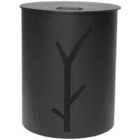 RUECAB - Scatola a pellet, cassa in legno pellet, rotonda per stufa secchio in metallo con coperchio cestino nero su ruote Ø38,5 x 50,5 cm, 2851