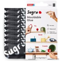 Colla modellabile Sugru di tesa, adesivo forte per tutti gli usi, confezione da 8 (8 x 3.5 g) in nero