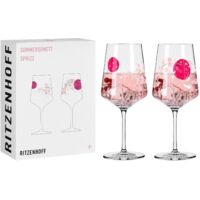 RITZENHOFF 3461007 Set di 2 bicchieri da aperitivo Sprizz da 500 ml - Serie Sommersonett No. 7 con motivo asiatico rosa - Made in Germany
