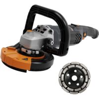 Smerigliatrice per calcestruzzo, MAXXT professionale 125 mm, con potente motore da 1500 W, kit di restauro senza polvere, smerigliatrice angolare e per intonaco versatile