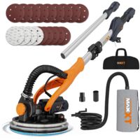 MAXXT Levigatrice per cartongesso Pieghevole Con aspirazione polvere VERO sistema di autoaspirazione Luce LED impugnatura telescopica Velocità variabile Motore 820W Sei dischi abrasivi 225mm
